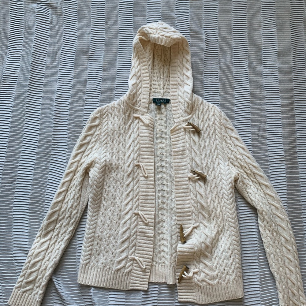 Ralph Lauren cream button up sweater size Large
